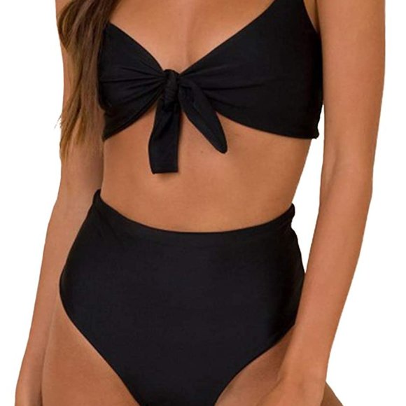 Blooming Jelly Other - Women's High Waisted Bikini Set Tie Knot High Rise
